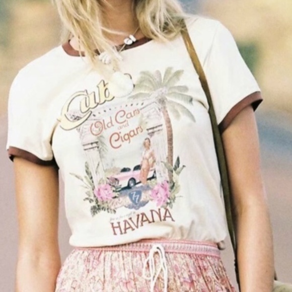 Boho Cream Cuba Havana Fitted Graphic Tee - Picture 5 of 11